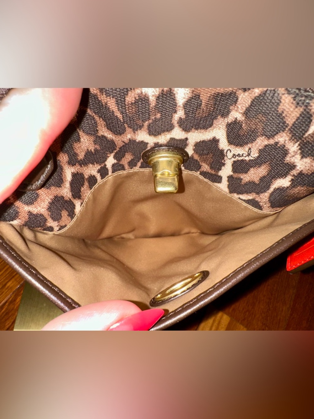 Coach Ocelot Leopard Print Crossbody Bag in Canvas with Turnlock Hardware EUC - Picture 8 of 13